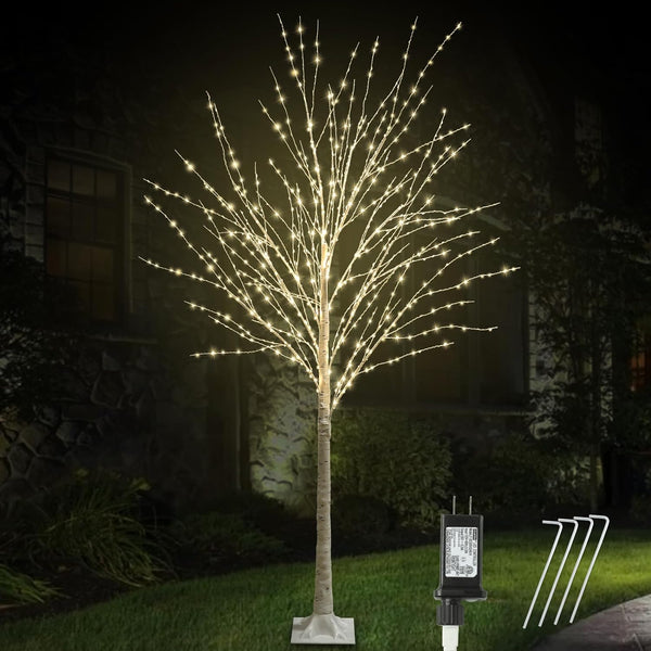 6ft Lighted Indoor & Outdoor Birch Tree-7