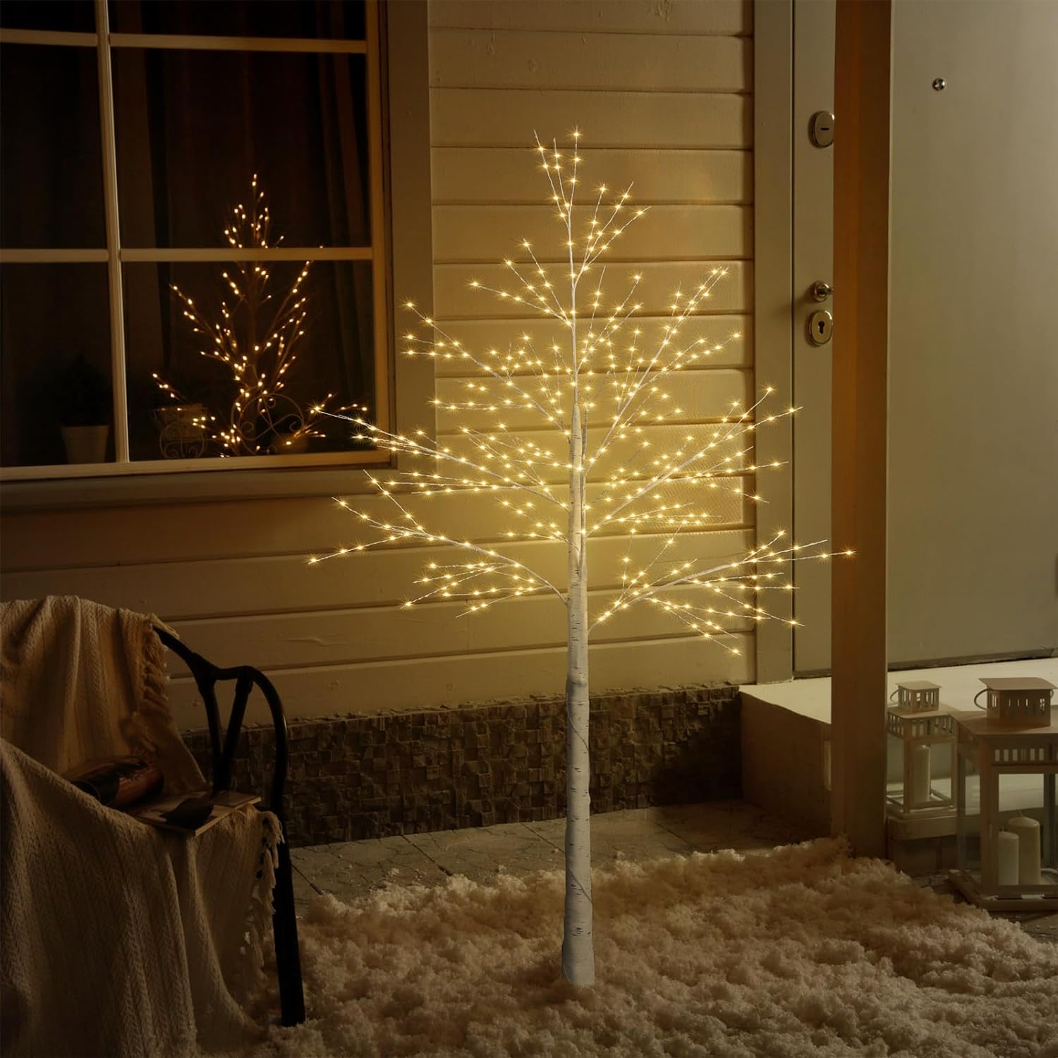 6ft Lighted Indoor & Outdoor Birch Tree-1