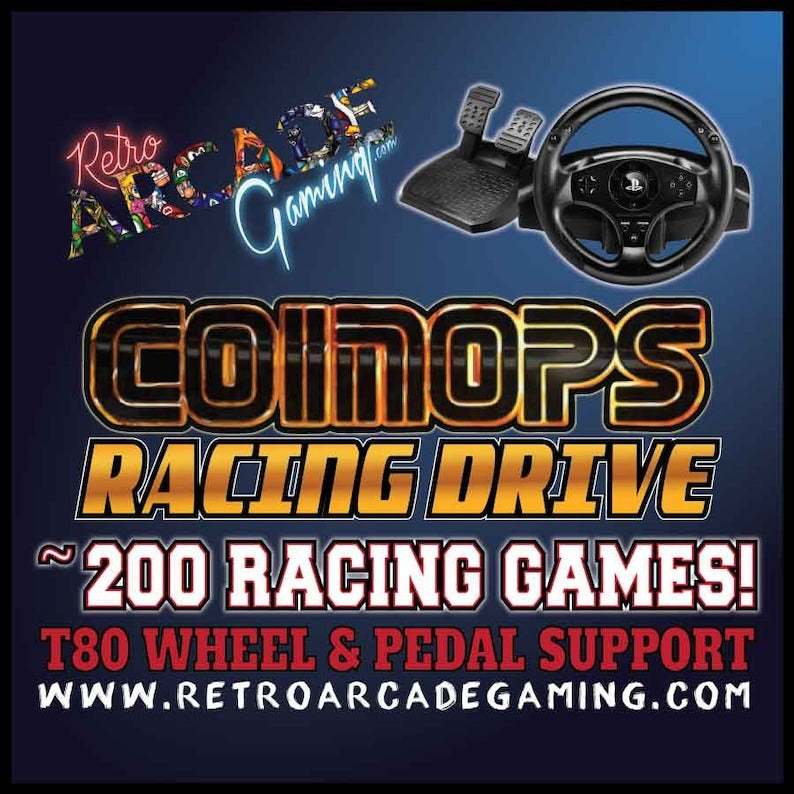 Coinops PC Arcade Racing Drive With ~200 Driving Games Included On A Low Profile FAST 256GB USB Stick!