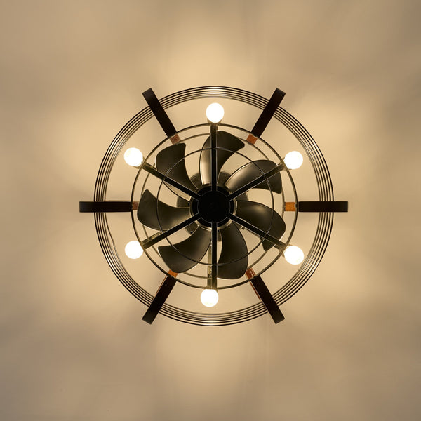 Caged Ceiling Fans with 6 LED Lights-3