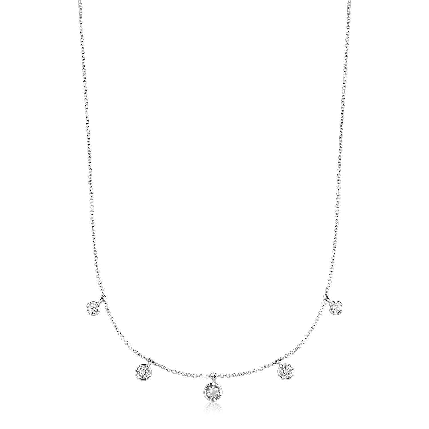 Sterling Silver Necklace with Cubic Zirconia Dangles