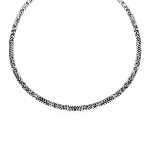 Wide Woven Rope Necklace in Sterling Silver