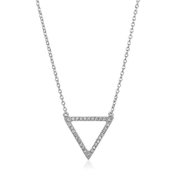 Sterling Silver Triangle Necklace with Cubic Zirconias