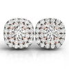 Load image into Gallery viewer, 14k White and Rose Gold Cushion Shape Halo Diamond Earrings (3/4 cttw)