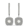 Load image into Gallery viewer, 14k White Gold Double Halo Cushion Outer Shaped Diamond  Earrings (3/4 cttw)