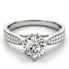 Load image into Gallery viewer, Six Prong 14k White Gold Diamond Engagement Ring with Pave Band (1 5/8 cttw)