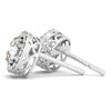 Load image into Gallery viewer, 14k White Gold Four Prong Round Halo Diamond Earrings (1 1/6 cttw)
