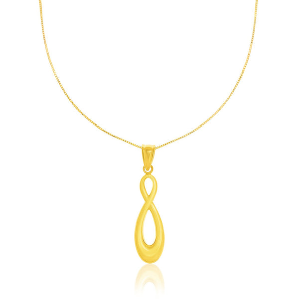 14k Yellow Gold Shiny Infinity Style Pendant