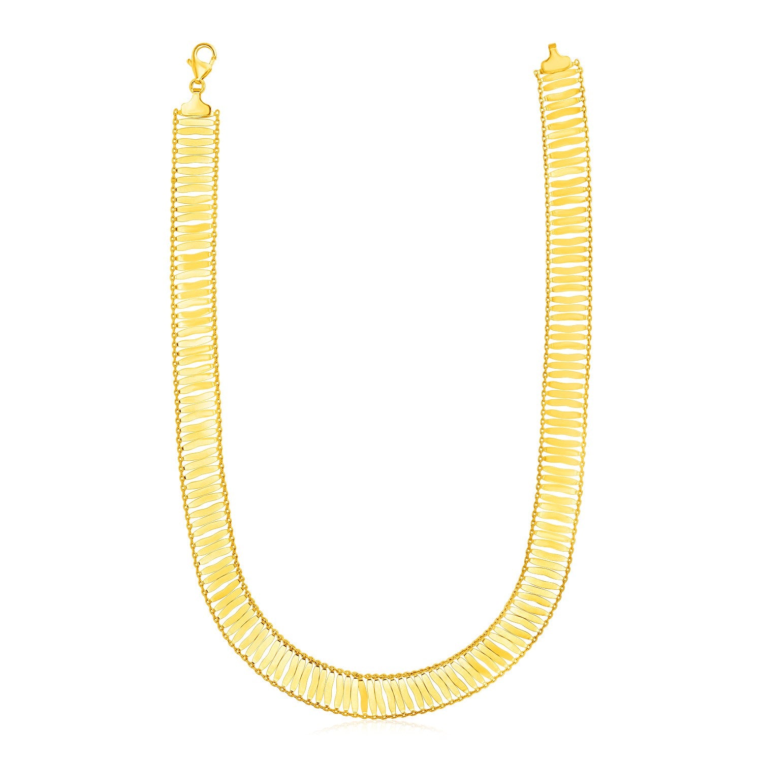 14K Yellow Gold Polished Organic Bar Motif and Chain Necklace