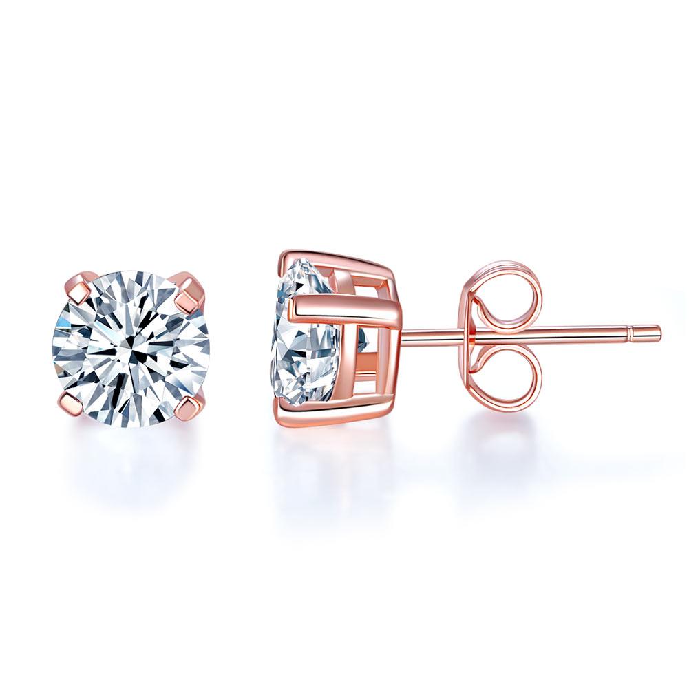 1 Carat Created Diamond Stud Earrings 925 Sterling Silver Rose Gold Plated  XFE8