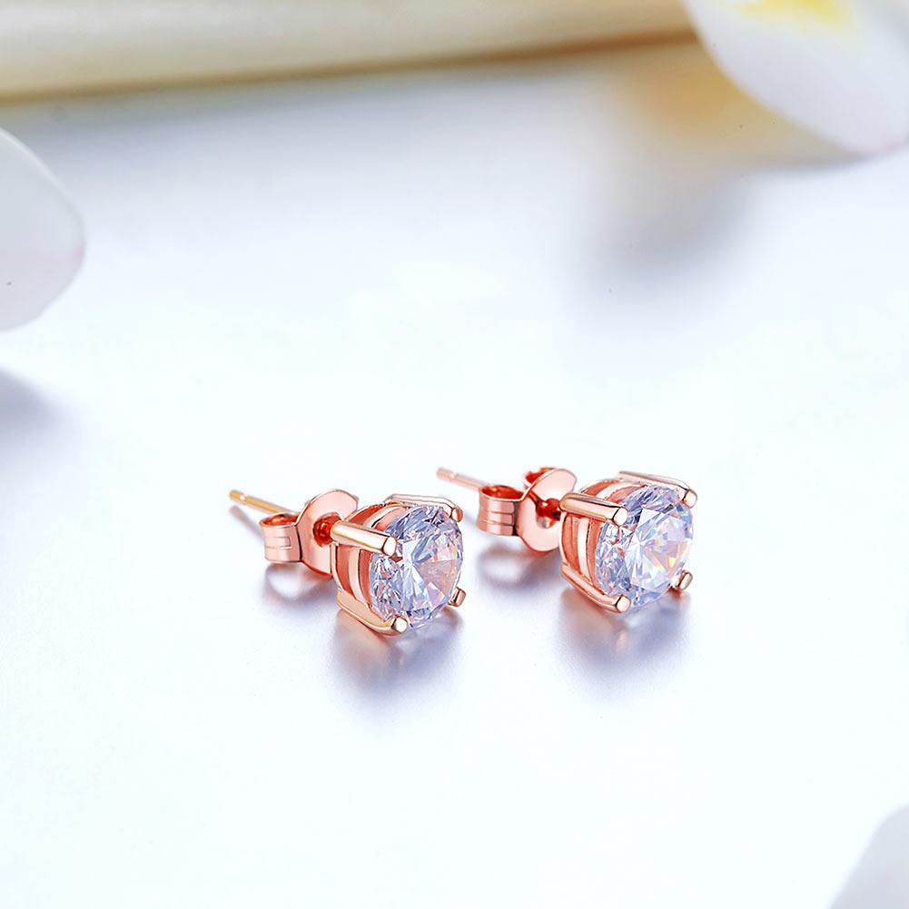 1 Carat Created Diamond Stud Earrings 925 Sterling Silver Rose Gold Plated  XFE8