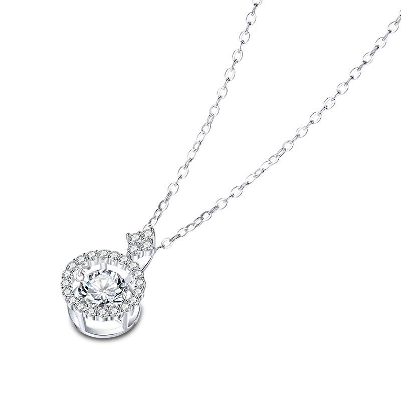 1 Carat Moissanite Diamond Dancing Stone Necklace 925 Sterling Silver XFN8137