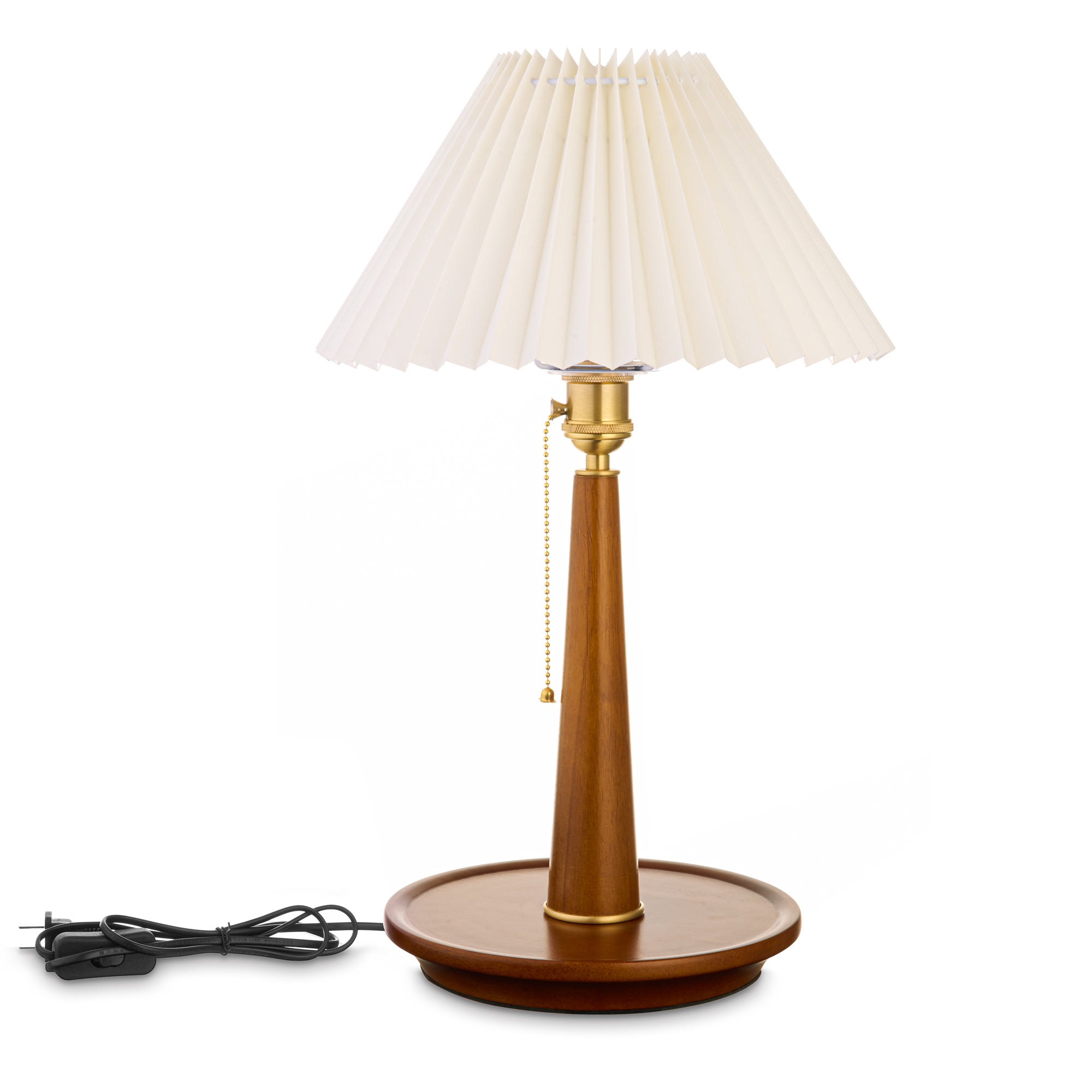 Walnut Table Lamp with Empire Lamp Shade-1