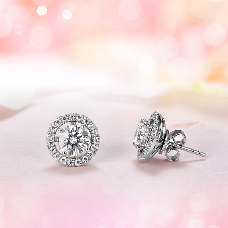 1 Carat Moissanite Diamond 6 Claws Stud Earrings 925 Sterling Silver MFE8187
