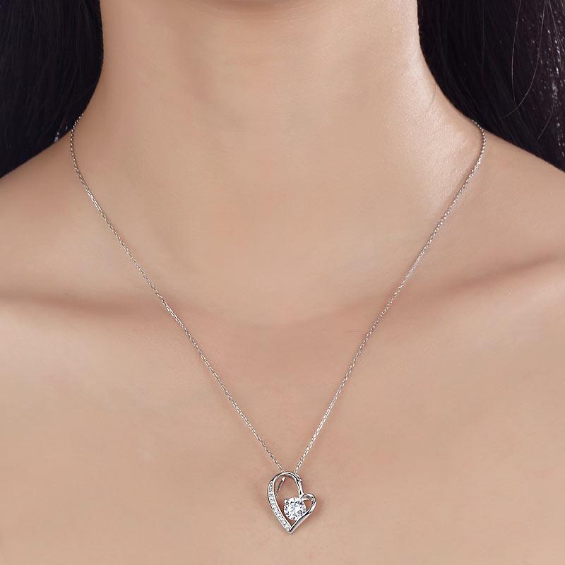 1 Carat Created Diamond Heart 925 Sterling Silver Pendant Necklace XFN8033