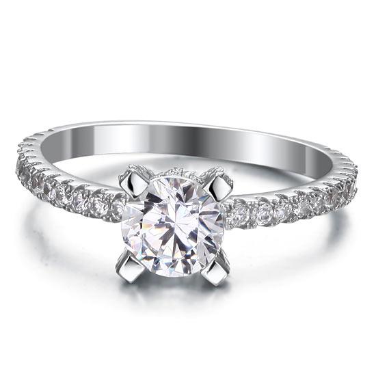 1 Carat Created Diamond Engagement Sterling 925 Silver Ring XFR8026