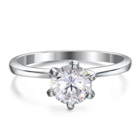 1 Carat Created Diamond Engagement Sterling 925 Silver Ring XFR8027