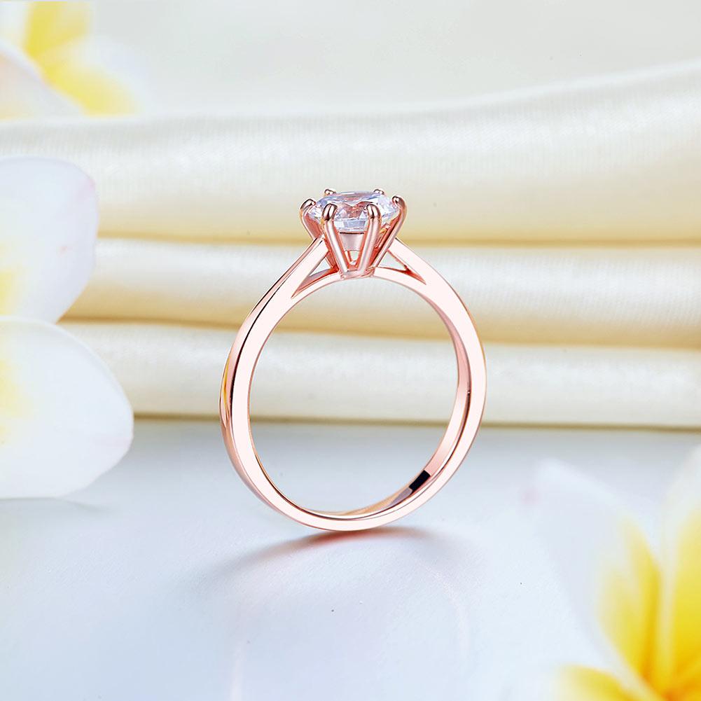 1 Carat 6 Claws Wedding Engagement Ring Solitaire Solid 925 Sterling Silver Rose