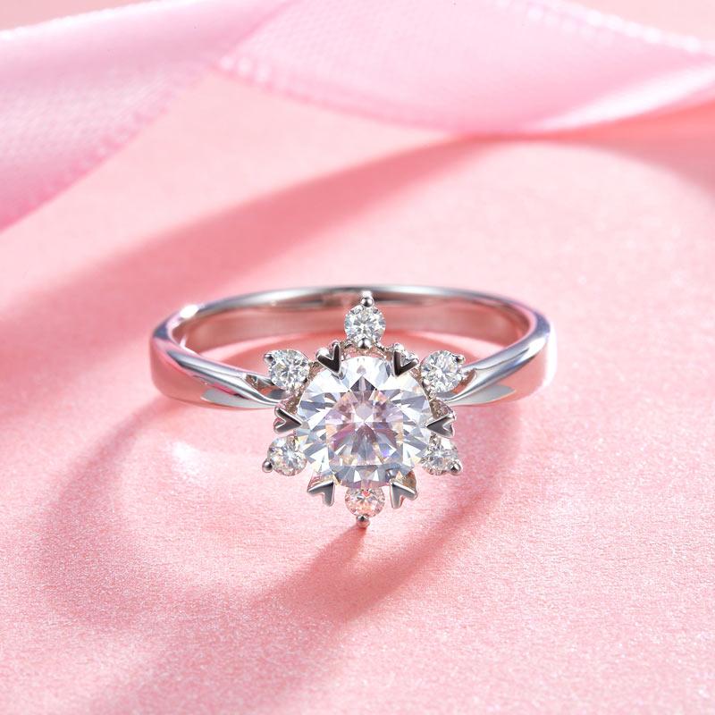 1 Carat Moissanite Diamond Flower Engagement 925 Sterling Silver Ring MFR8338