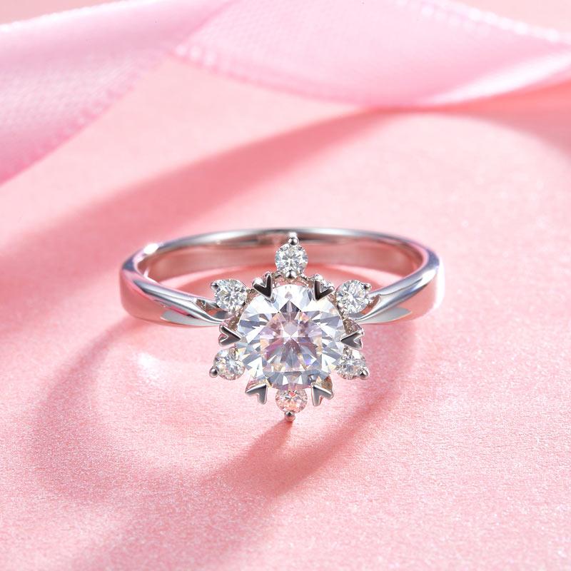 1 Carat Moissanite Diamond Flower Engagement 925 Sterling Silver Ring MFR8338