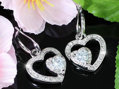 1 Carat Dangle Heart Cubic Zirconia Earrings XE283