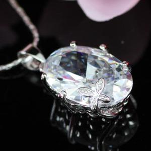 6 Carat Oval Created Diamond Pendant Necklace XN135