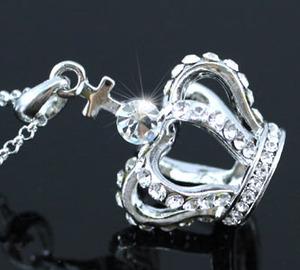 3D Crown Pendant Necklace use Austrian Crystal XN143