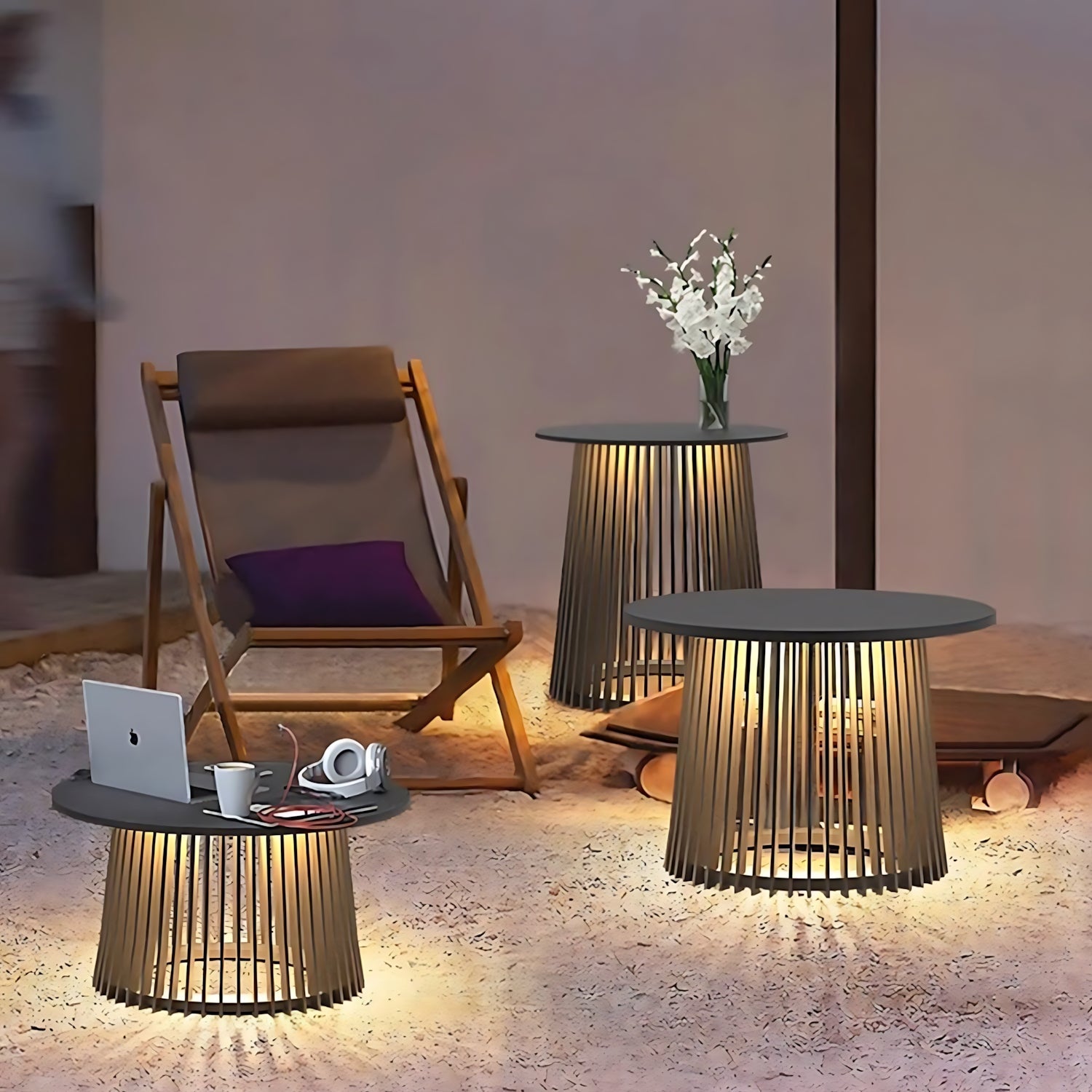 Outdoor Table With Solar Lights-1