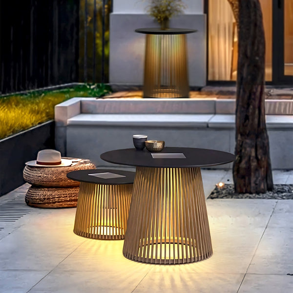 Outdoor Table With Solar Lights-3