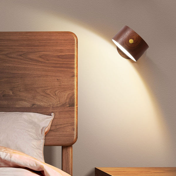 Walnut Magnetic Rechargeable Portable Motion Senseor Wall Lamp-3