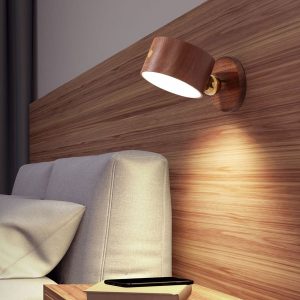 Walnut Magnetic Rechargeable Portable Motion Senseor Wall Lamp-4