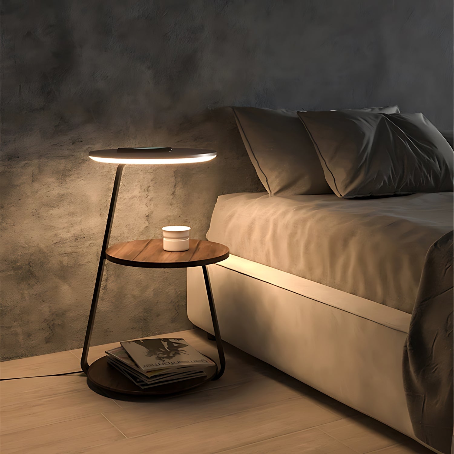 Smart Nightstand With Wireless Charger & Night Light-0