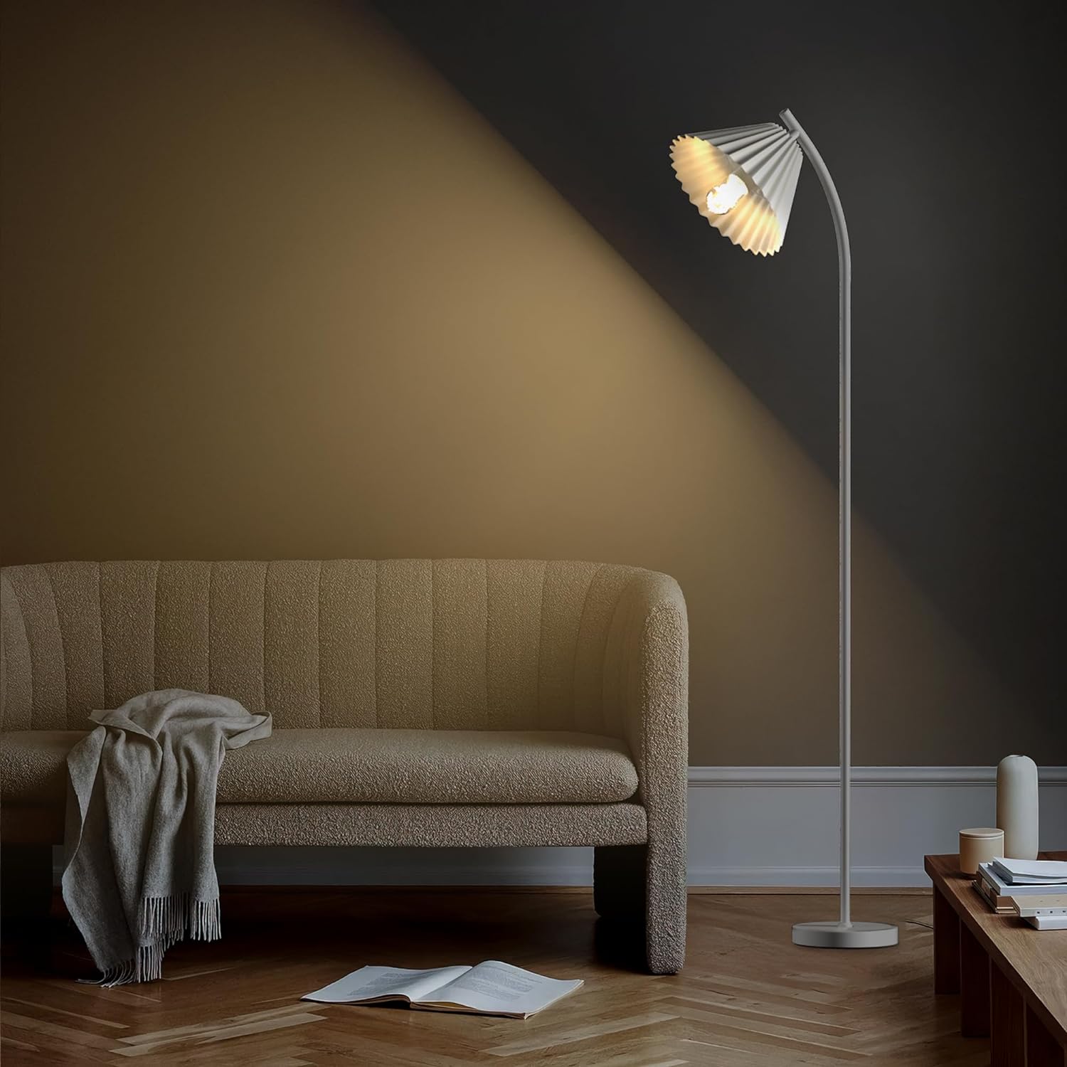 Minimalist floor lamp with a pleated lampshade-1