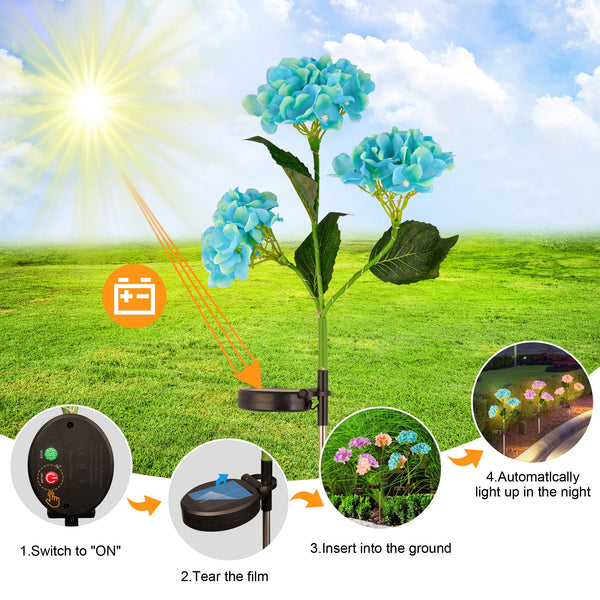 2-Pack Solar Powered Hydrangea Pathway Light-2