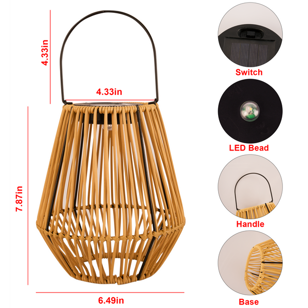 Solar Powered Outdoor Rattan Lantern-3