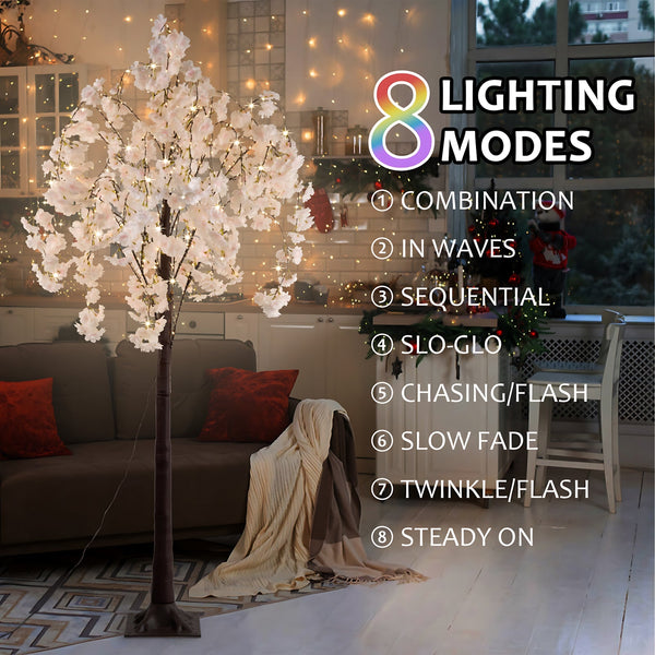 5.9ft Lighted Cherry Blossom Tree with LED Fairy Lights-4