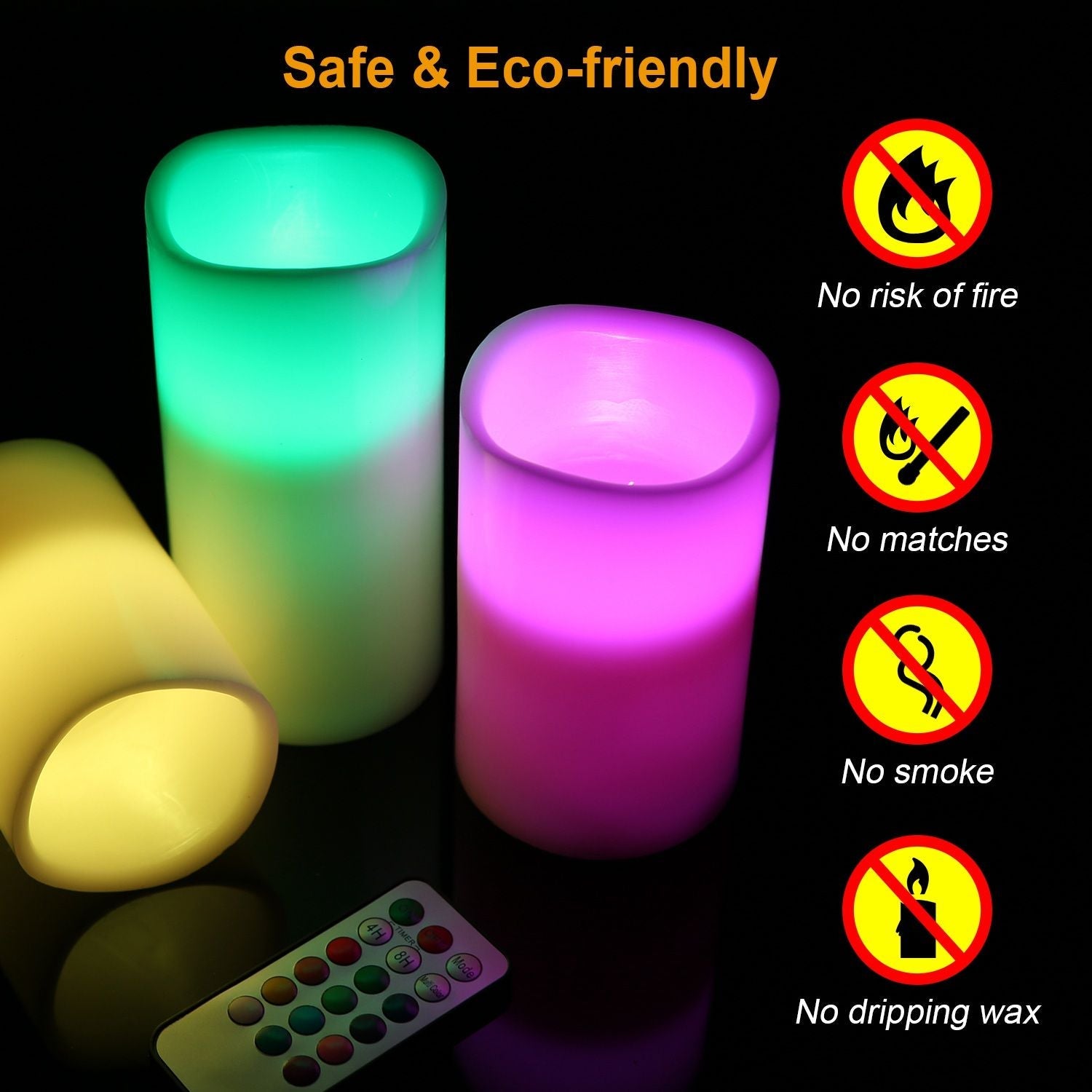 3-Packs Flameless Candles  LED Flickering Candles w/ Remote Control Timer-3