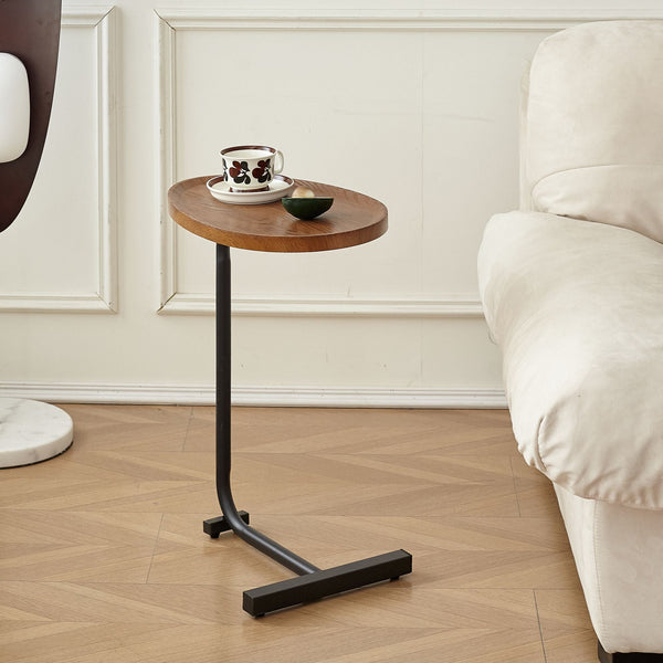 Brown C-shaped Side Table, Small Sofa Table for Living room-1
