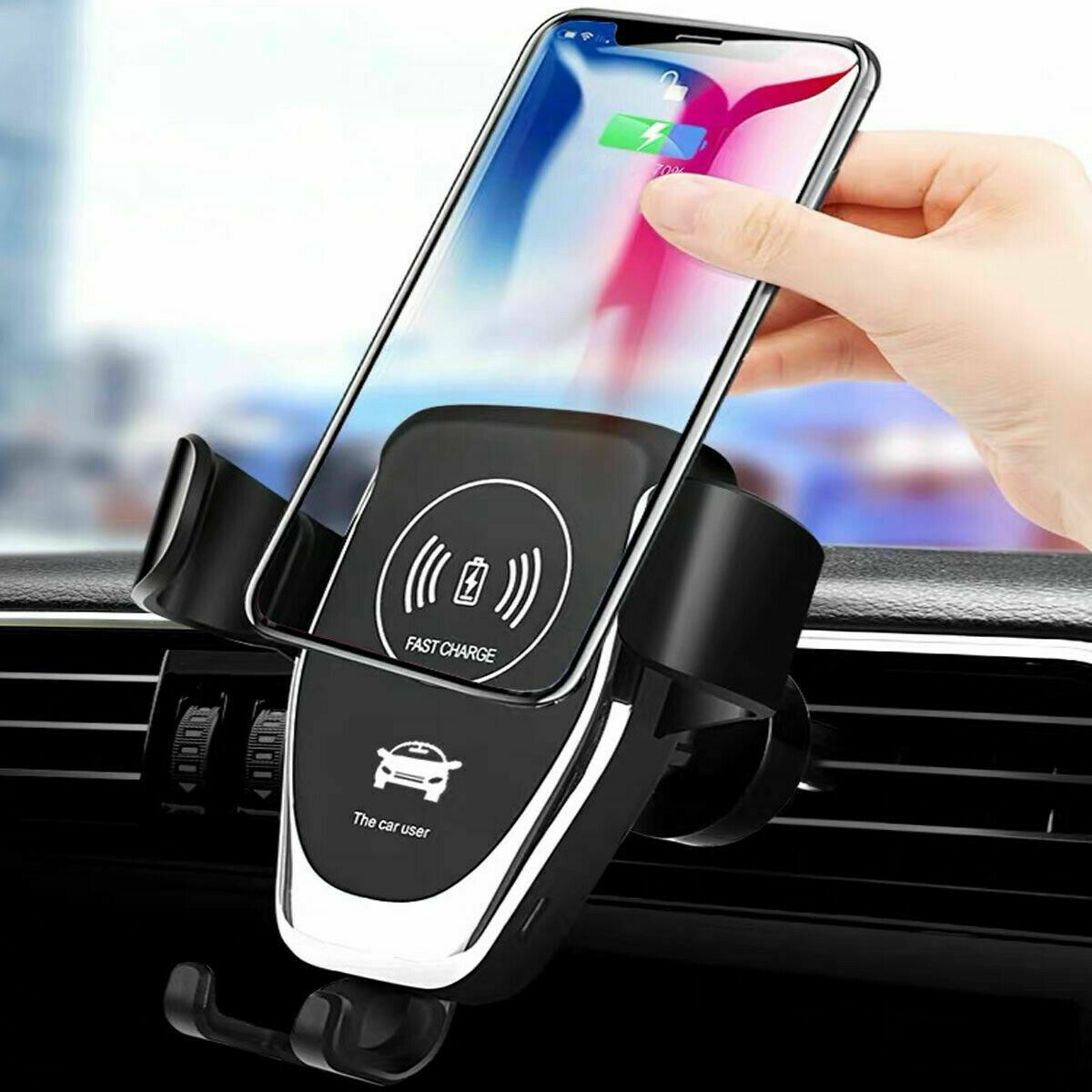 10W Wireless Fast Car Charger Mount Holder Stand Automatic Clamping Charging-0