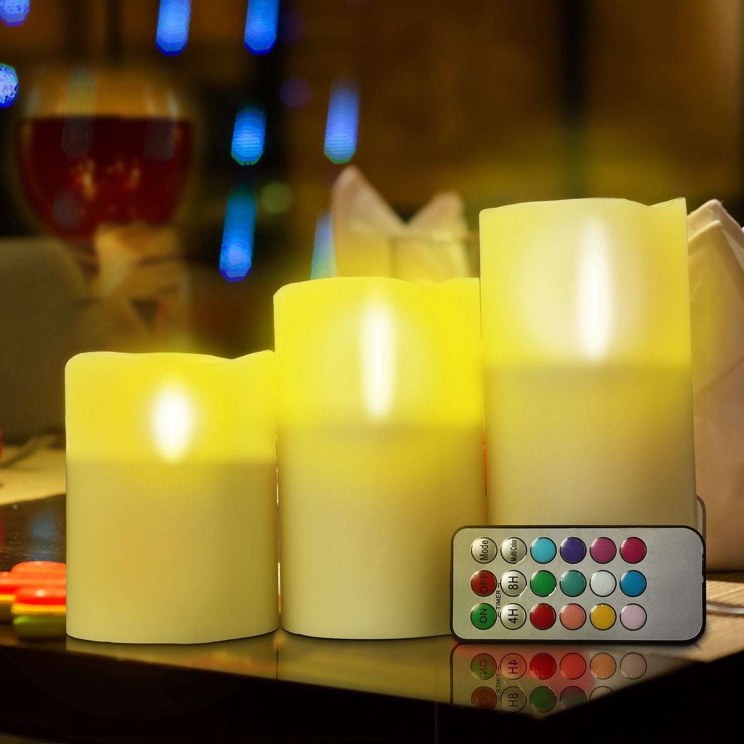 3-Packs Flameless Candles  LED Flickering Candles w/ Remote Control Timer-2