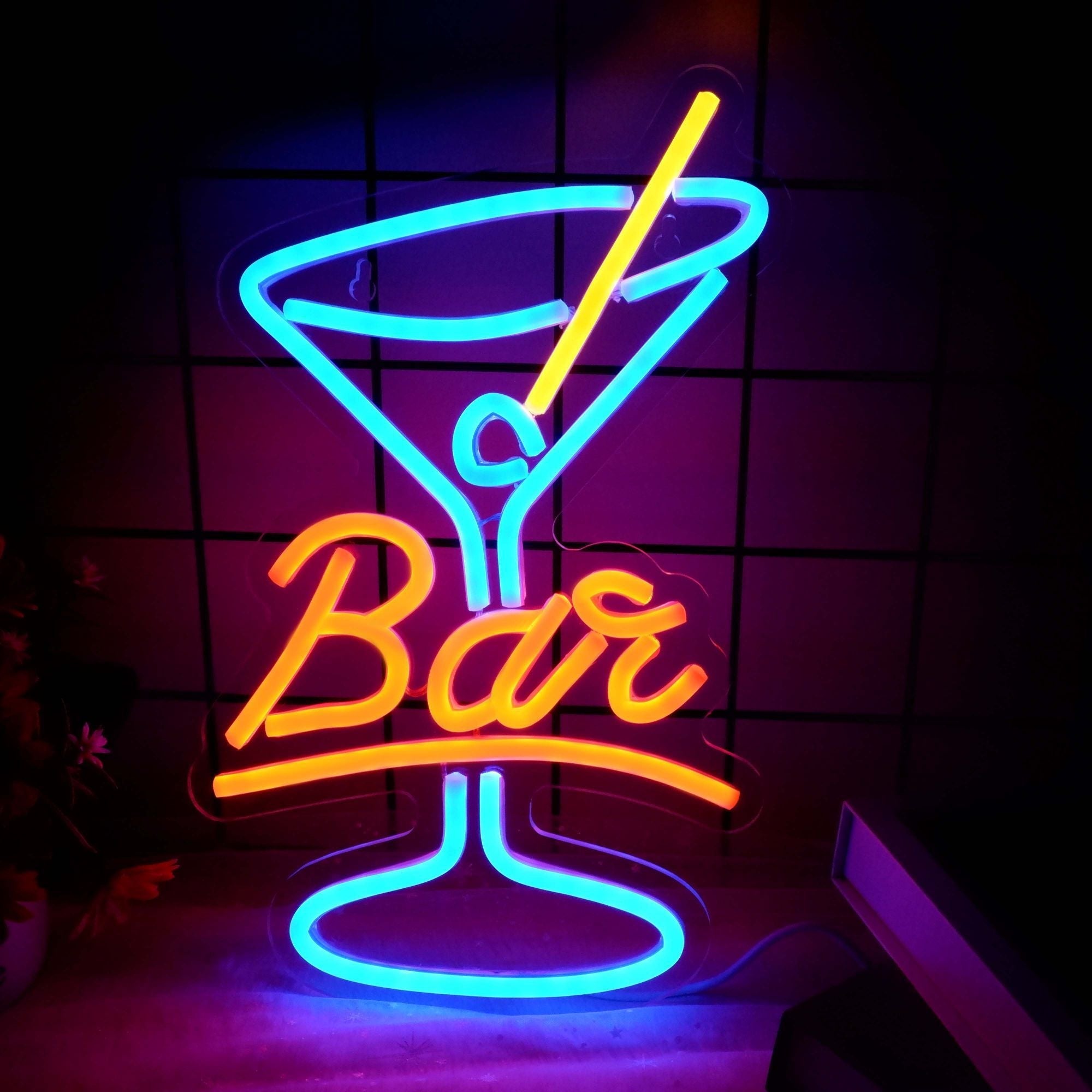 orange vertical BAR goblet neon sign-0