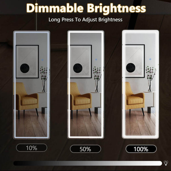 3 Color Lighting Mirror, 64"x21" Lighted Floor Standing Mirror-3