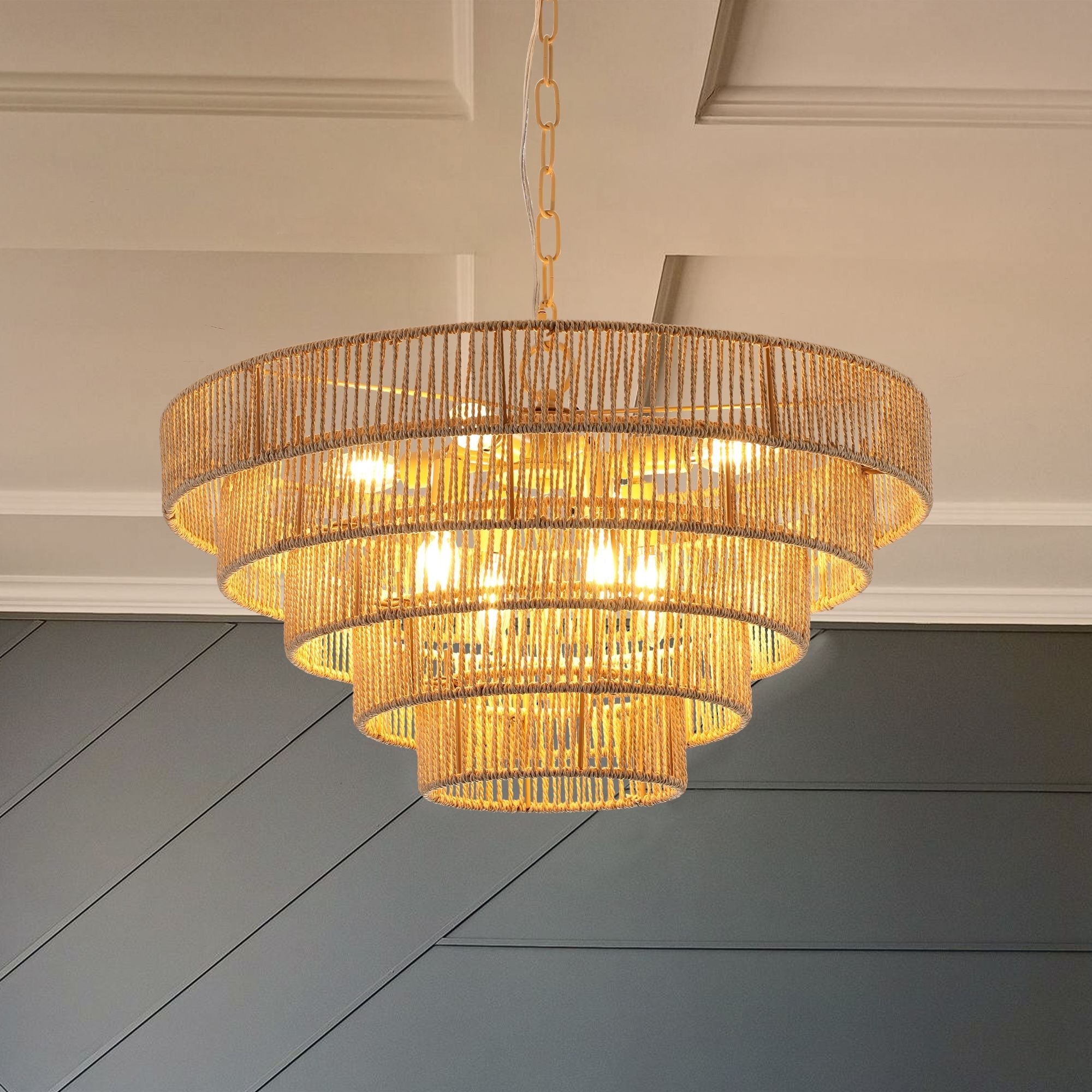 Bohemian style 23.6 Inch Rattan Woven Pendant Light-0