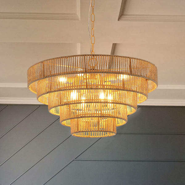 Bohemian style 23.6 Inch Rattan Woven Pendant Light-0