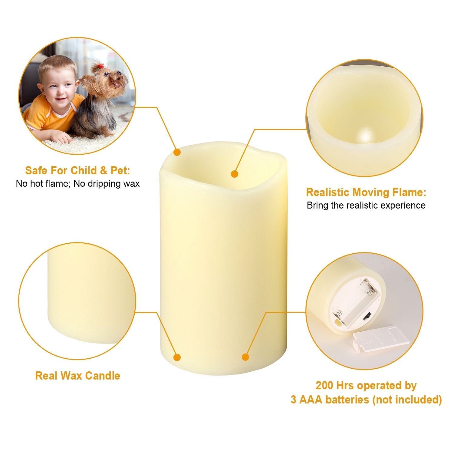 3-Packs Flameless Candles  LED Flickering Candles w/ Remote Control Timer-4
