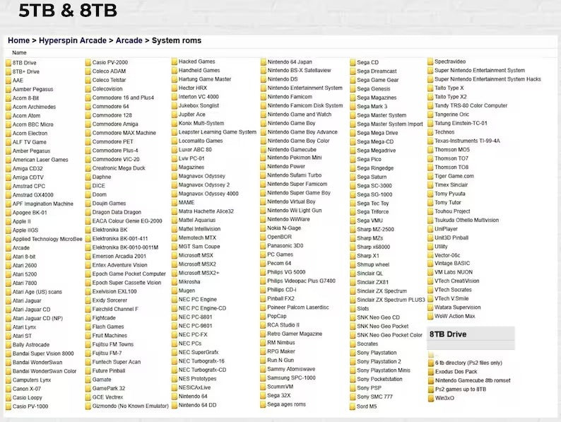 HyperSpin, Launch Box, & Coinops 8TB-48TB Arcade Drive! Most Up To Date and Complete System Available!