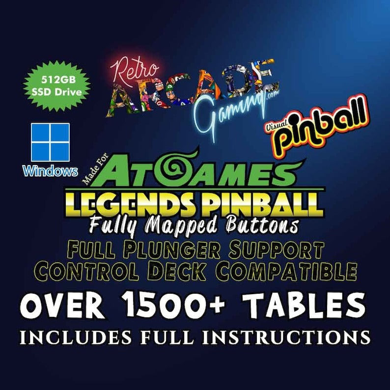 AtGames Legends Pinball Drive With Over 1500 Tables! Full Instructions Included!