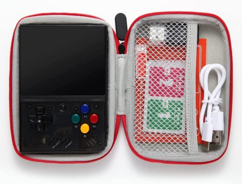 Miyoo Mini Plus - BLACK - Includes Over 37000 Games On A 1TB Micro SD Card Preinstalled, Charger, Carrying Case, & Screen Protector Included