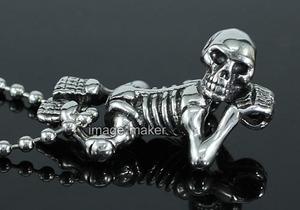 Gothic Baby Skull Stainless Steel Mens Pendant Necklace MP002