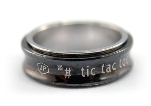 Men Black Spinner Tic Tac Toe Solid Stainless Steel Ring MR005